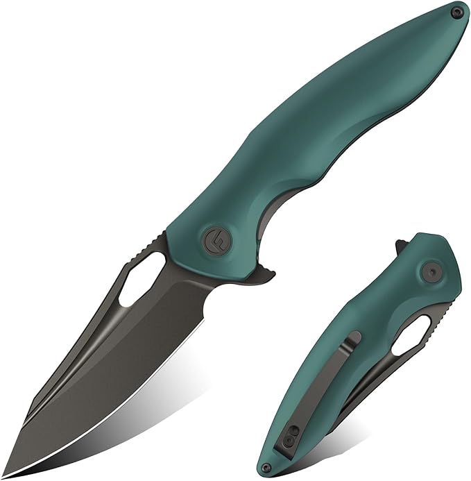 FINTISO Apollo Pocket Knife, 3.3" 14C28N Blade Aluminum Alloy Handle Folding Knife with Liner Lock, EDC Knife with Pocket Clip for Camping, Survival, Hunting, Unique Gift for Men Women