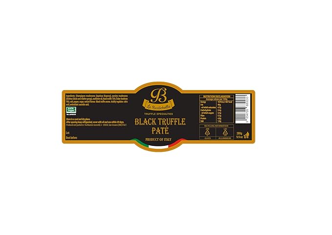 La Rustichella - Black Truffle Patè 9.88 oz (280 gr) - 100% Made in Italy | Vegan, Gluten-Free, Cholesterol-Free