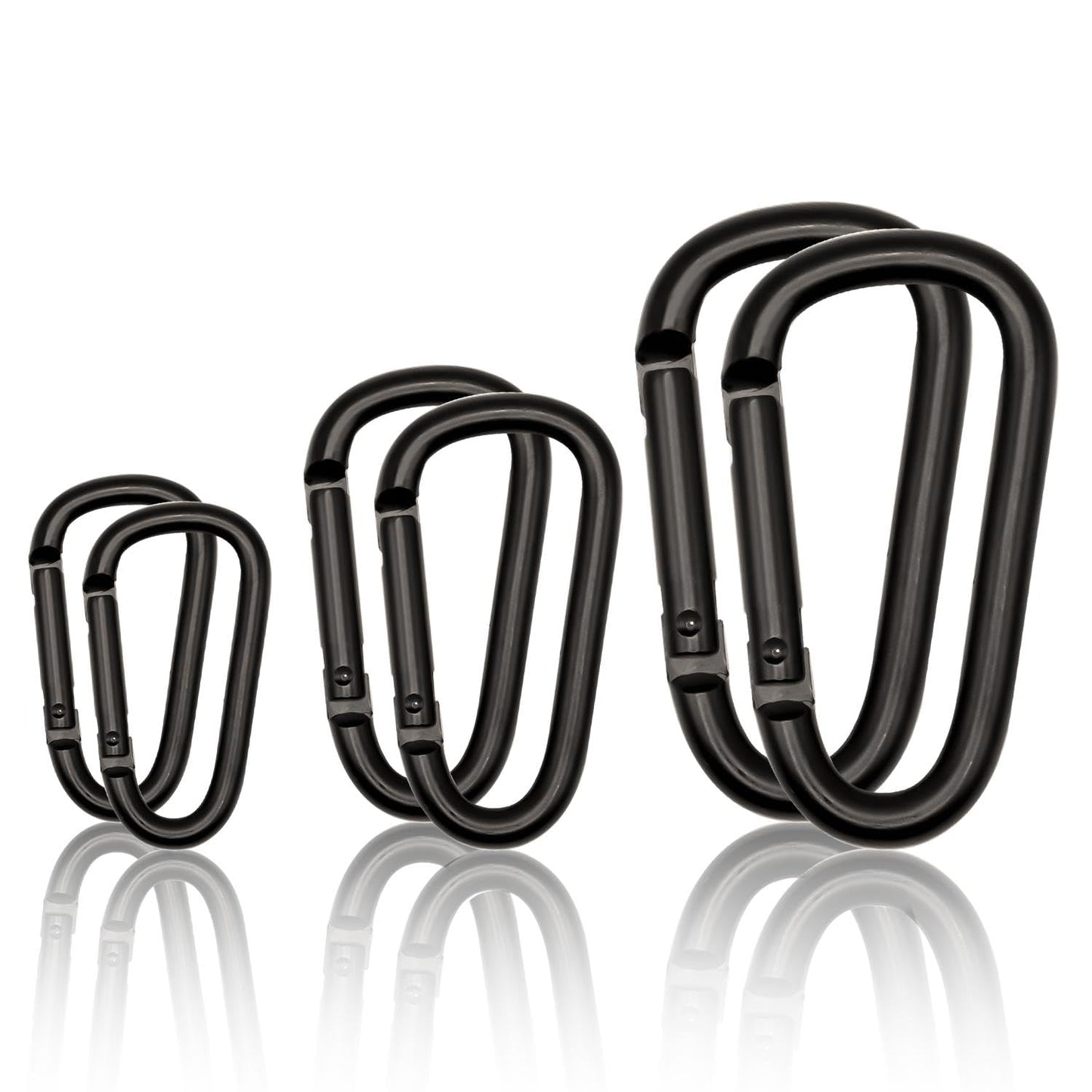 Small Carabiner Clip 6PCS Black Carabiner Keychain Mini 2 inch Large 3 inch Heavy Duty Caribeaner