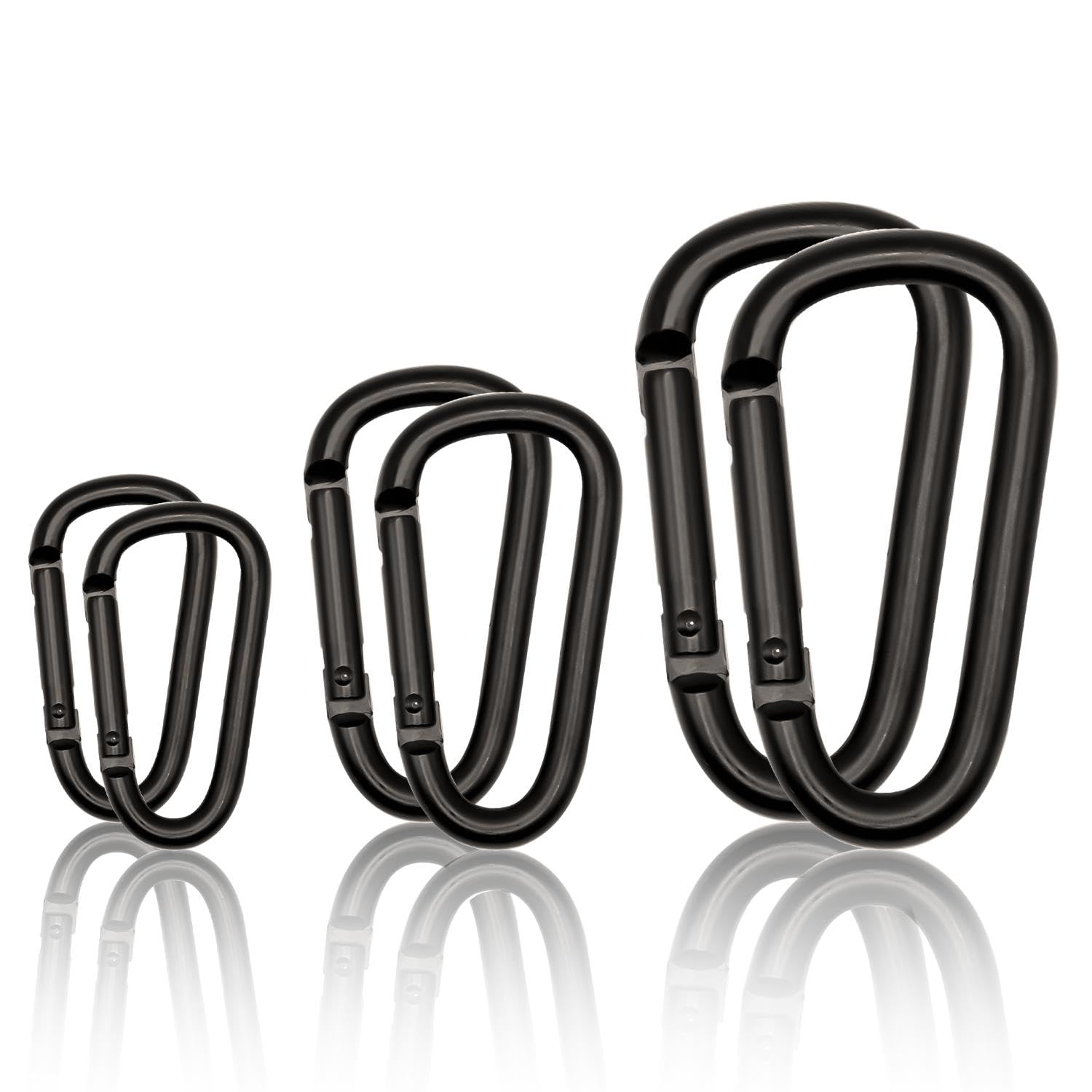 Small Carabiner Clip 6PCS Black Carabiner Keychain Mini 2 inch Large 3 inch Heavy Duty Caribeaner