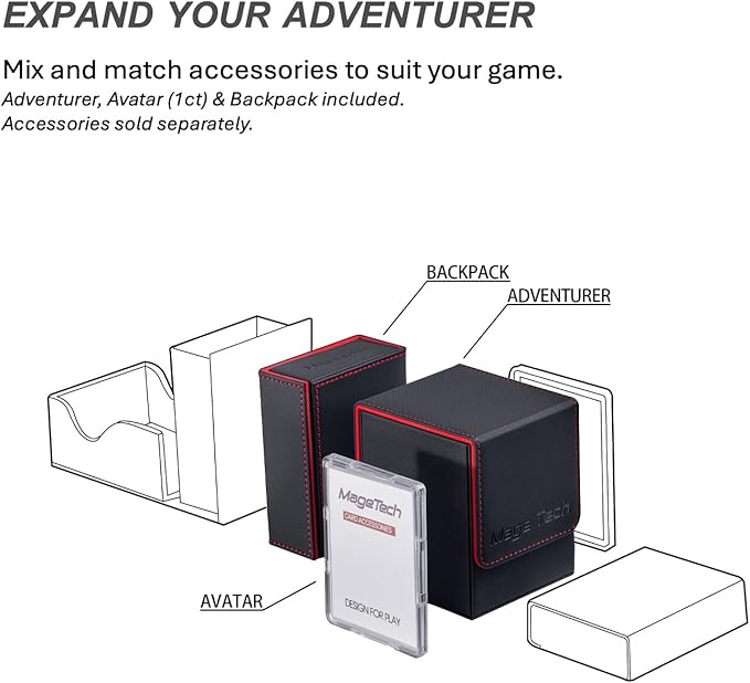 Adventurer [Paragon] Commander Kit - Avatar Holder + Backpack Dice Box Snap-On Back Panel, with Life Tracker - MTG Commander/EDH - Black/Blue