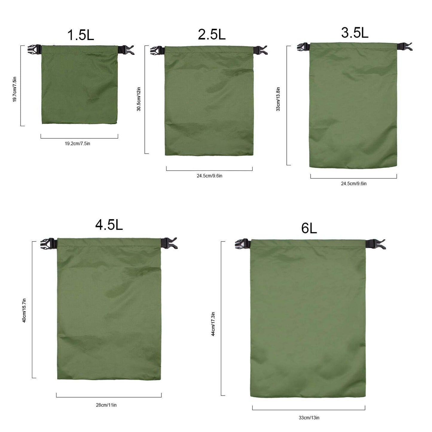 TRENDBOX Set of 5 Sizes Roll Top Waterproof Dry Bag Kit Storage Compression Bag Sack Poch Packing