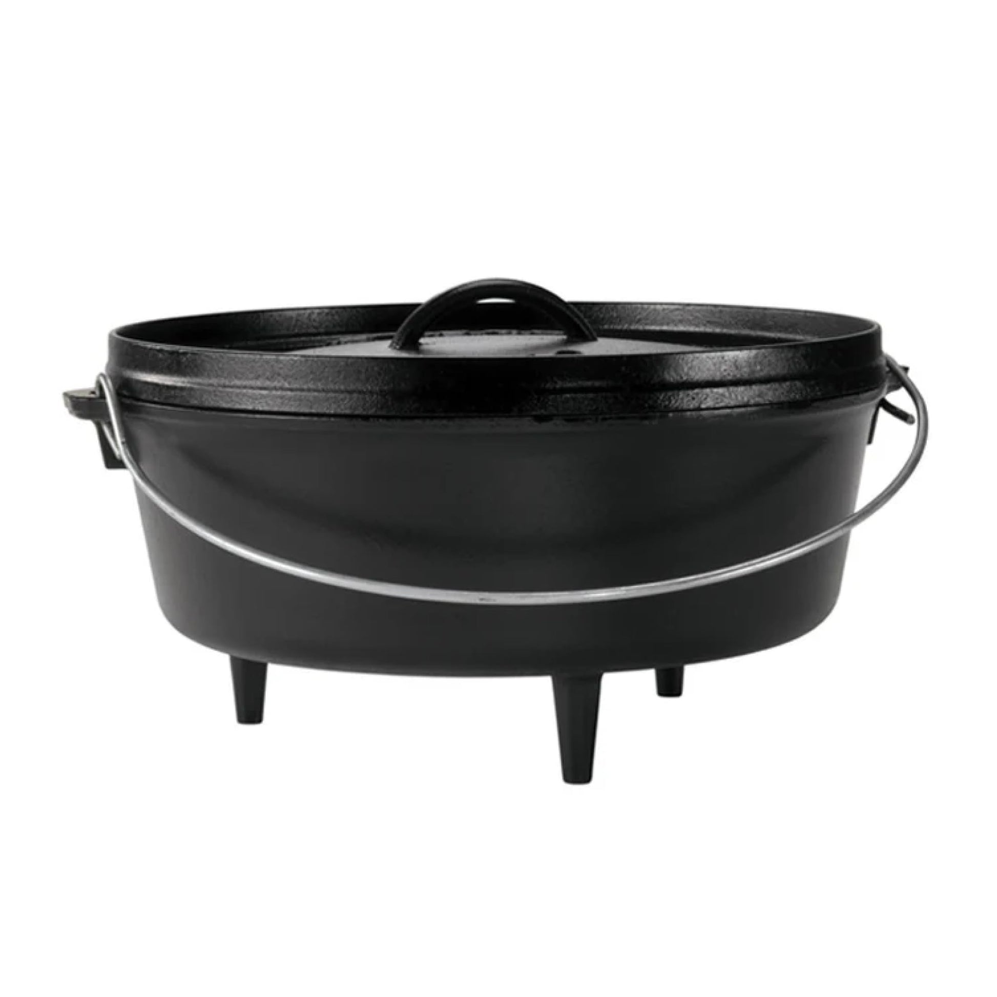 Lodge Seasoned Cast Iron Camp Dutch Oven with Lid - 6 Quart - Dual Handles - Seasoned Cast Iron