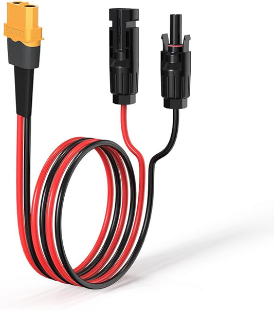 10AWG 6FT XT60 Solar Cable 2 6 10 25 35 50 75 100FT XT60 Extension Cable Solar Panel Connector to XT60 Connector for Portable Power Station (6FT)
