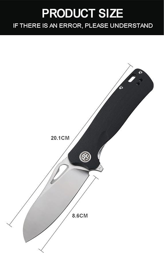 Petrified fish PF868 Bunta,3.35" D2 Satin Blade,146g G10 Handle Flipper Folding knife (Black G10, Satin)
