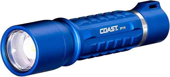 Coast XP11R 2600 Lumen USB-C Rechargeable LED Flashlight with Slide Focus®?¯and Pure Beam® Focusing Optic, 4 Light Modes, Blue