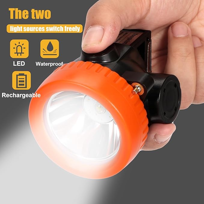 Rechargeable Mining Headlamp with 7 LEDs, Explosion-Proof Cap Light for Coon Hunting, Hard Hat Helmet Flashlight for Mining, Fishing, Hiking, Outdoor Night Work, Waterproof Headlight
