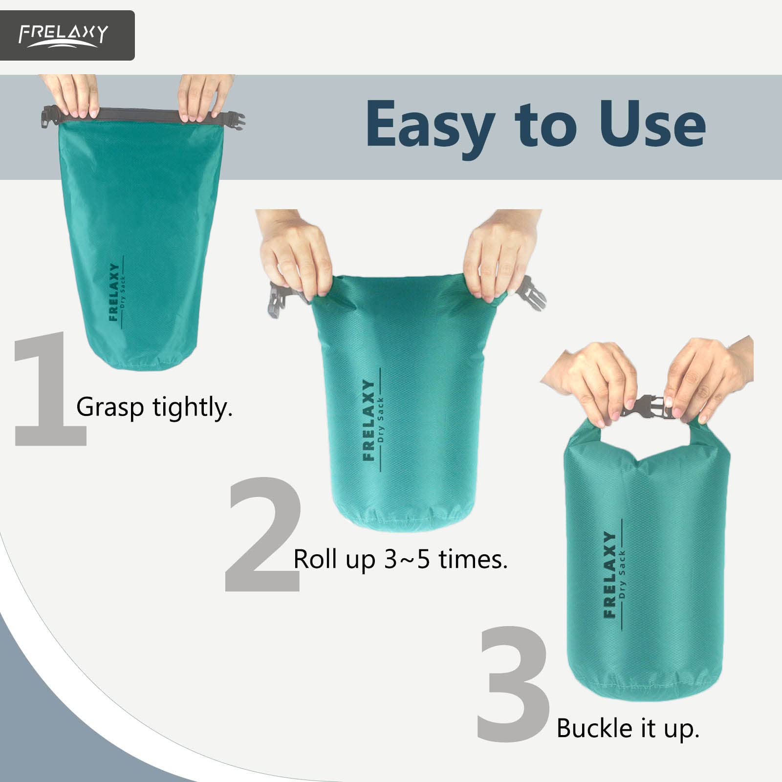 Frelaxy Waterproof Dry Bag 3 Pack, Lightweight Ripstop Dry Sack Set