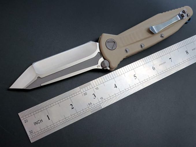 Eafengrow EF55 Pocket Knife Folding Knife G10 Handle D2 Steel Blade Folder EDC Tool Knifes for Working Camping with Clip(Desert)