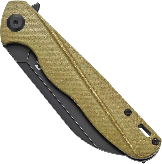 Sitivien ST103 Folding Knife, D2 Steel Blade,Micarta Handle EDC Tool Knife for Outdoor, Camping, Hunting, Survival(Green)