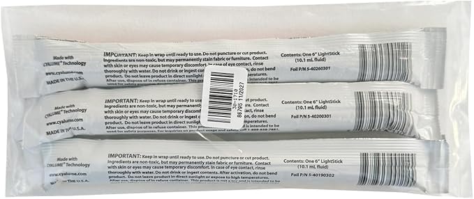 Rescue Essentials CYALUME TRIAGE Light Stick Combo (3 Pack)