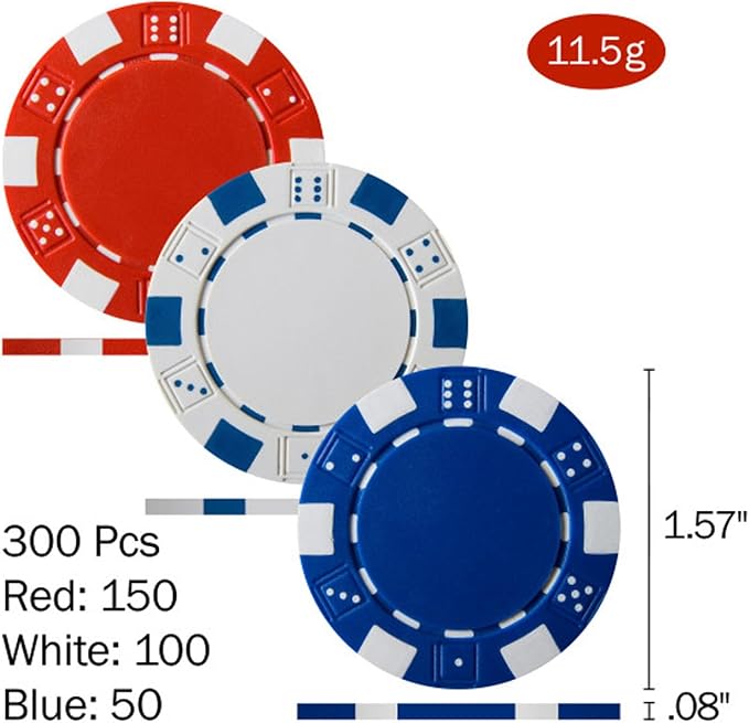 Poker Chip Set - 11.5g Poker Set with Cards, Buttons, Carrying Case, and 300 Poker Chips for Texas Hold'em and Blackjack Games by Trademark Poker