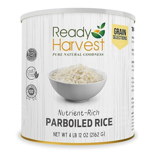 Ready Harvest Emergency Food - Parboiled White Rice | Survival Food | Pantry Staples | #10 Can | 25-Year Shelf Life | 4 lbs | Cans Filled to the Top