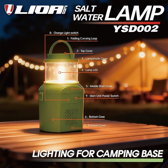 Salt and Water Camping Lamp, Outdoor Lanterns Camping Essentials, No Batteries Required Lights for Emergency Supplies, 400H Continuous Lighting, Survival Kit for Hurricane