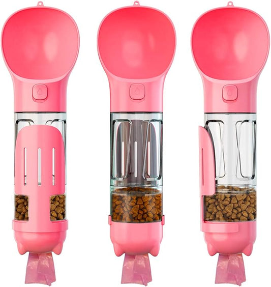 DoqiPaw Dog Travel Water Bottle Leak Proof No Spill Lead Leash Waterer Feeder Accessory Alternative to Dispenser Portable Pet Bowl Large Dogs(500ml) (Pink)