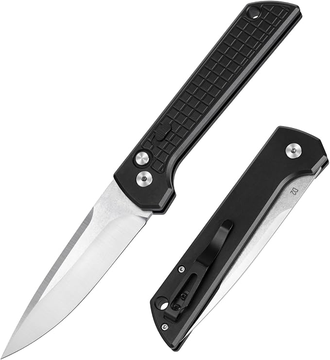 Pocket Knife for Men, Tactical Folding Knife with Clip, 3.94" D2 Steel Blade, Aluminum Handle, Safety CNC EDC Knives, Survival Gadgets Gifts for Men Women Camping Hiking Everyday Carry