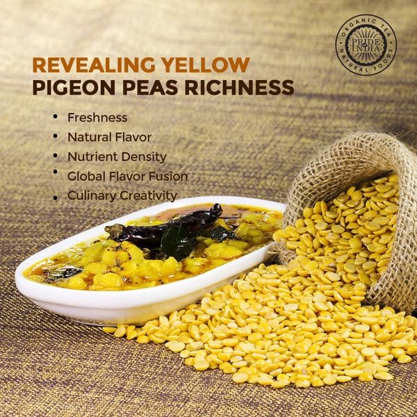 Pride Of India - PACK of 6 - Indian Split Yellow Pigeon Peas - Protein & Fiber Rich Toor (Arahar) Dal, 3 Pound Jar