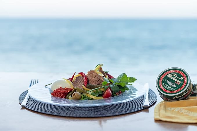 El Manar Premium Mediterranean Extra Tuna in Virgin Olive Oil -5.6 oz Pack of 10 - Canned Tuna Fish in Virgin Olive Oil ??Wild Caught Fresh Tuna in Oil
