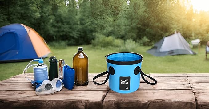 BANCHELLE Collapsible Bucket Water Container Portable Folding Camp Wash Basin for Outdoor Traveling Hiking Fishing Car Washing Gardening Camping (Blue, 12L)