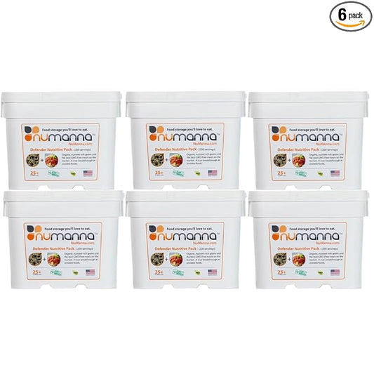 Numanna Defender Nutritive Pack Bucket 1224 Servings | 6-Months Emergency Food Supply | GMO-Free, Non-Perishable Meals with Organic Grains & Superfoods | Easy to Prepare | Camping & Daily Use