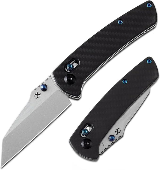 KANSEPT Main Street Pocket Folding Knife, 3.36'' 154CM Sharp Steel Blade, Twill Carbon Fiber Handle with Axis Lock and ThumbStud, Perfect Clip for Camping Hiking Fishing Gift Everyday Carry T1015v4