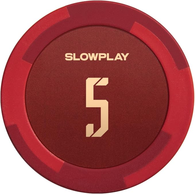 SLOWPLAY Godel Clay Poker Chips, 14 Grams Heavyweight Clay Composite, 40mm Large Chips in Bulk, Pack of 50 with Denomination of 5