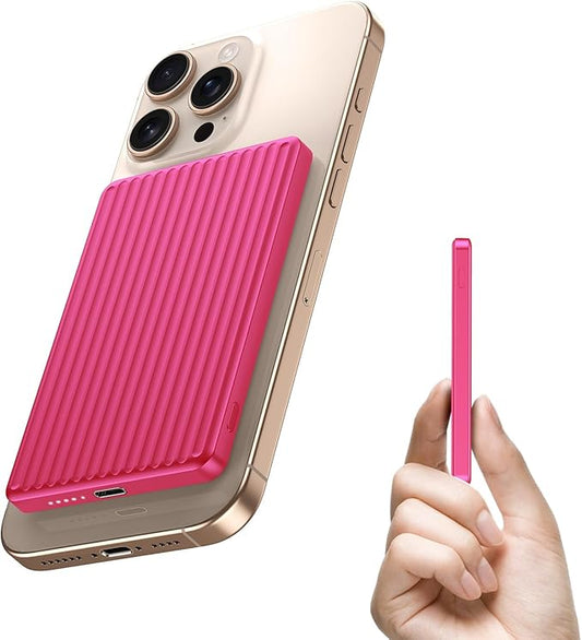 Magnetic Power Bank,Ultra Slim Wireless Portable Charger 5000mAh,20W PD Battery Pack Fast Charging,USB C in&Out Powerbank for iPhone 16/15/14/13/12 Pro Max