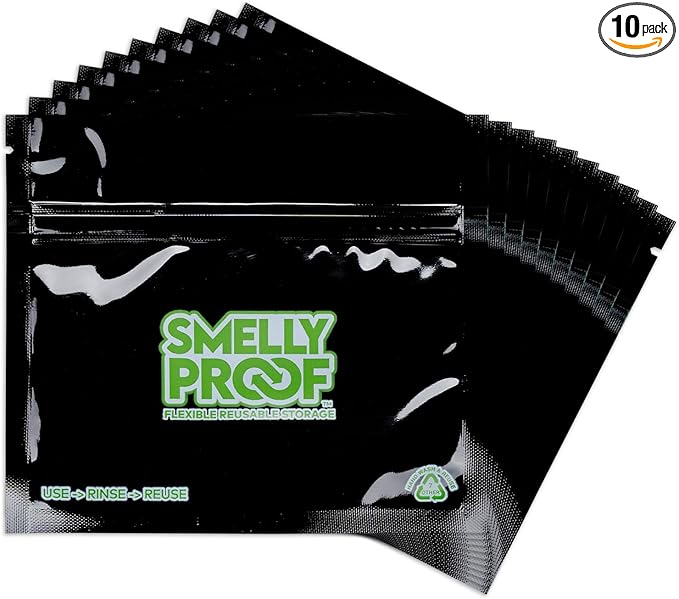 10pk 4-MIL Thick HEAVY DUTY Smelly Proof Reusable Bags Black, USA-Made, Reusable Food Storage Bags, Sandwich Bags, Reusable Freezer Bags, Non-Silicone Bags, 10 x Reusable Bag, 6" x 4"