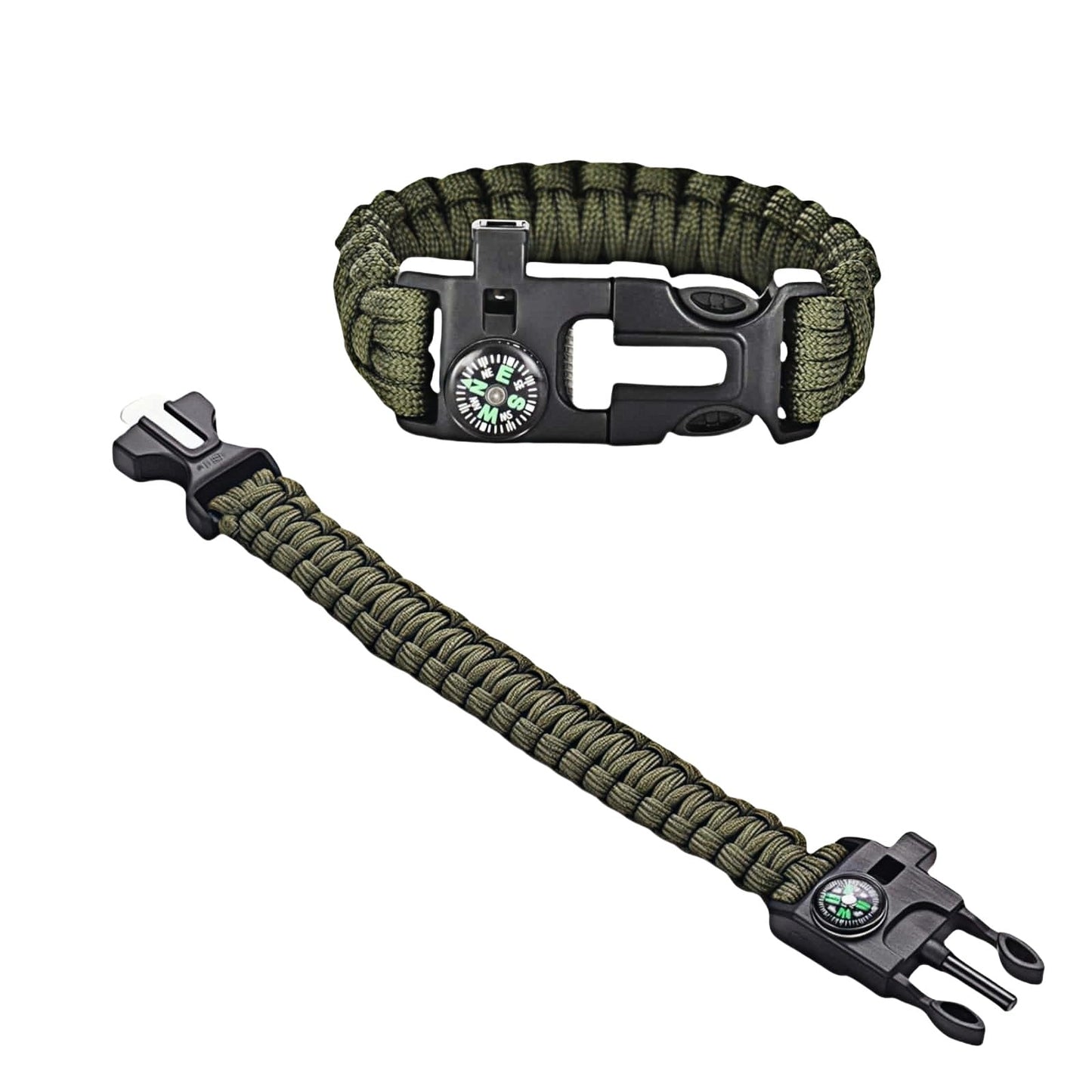 Chinshwehaw 5 in 1 Survival Bracelet-Fire Starter,Loud Whistle,Compass,Paracord Rope &