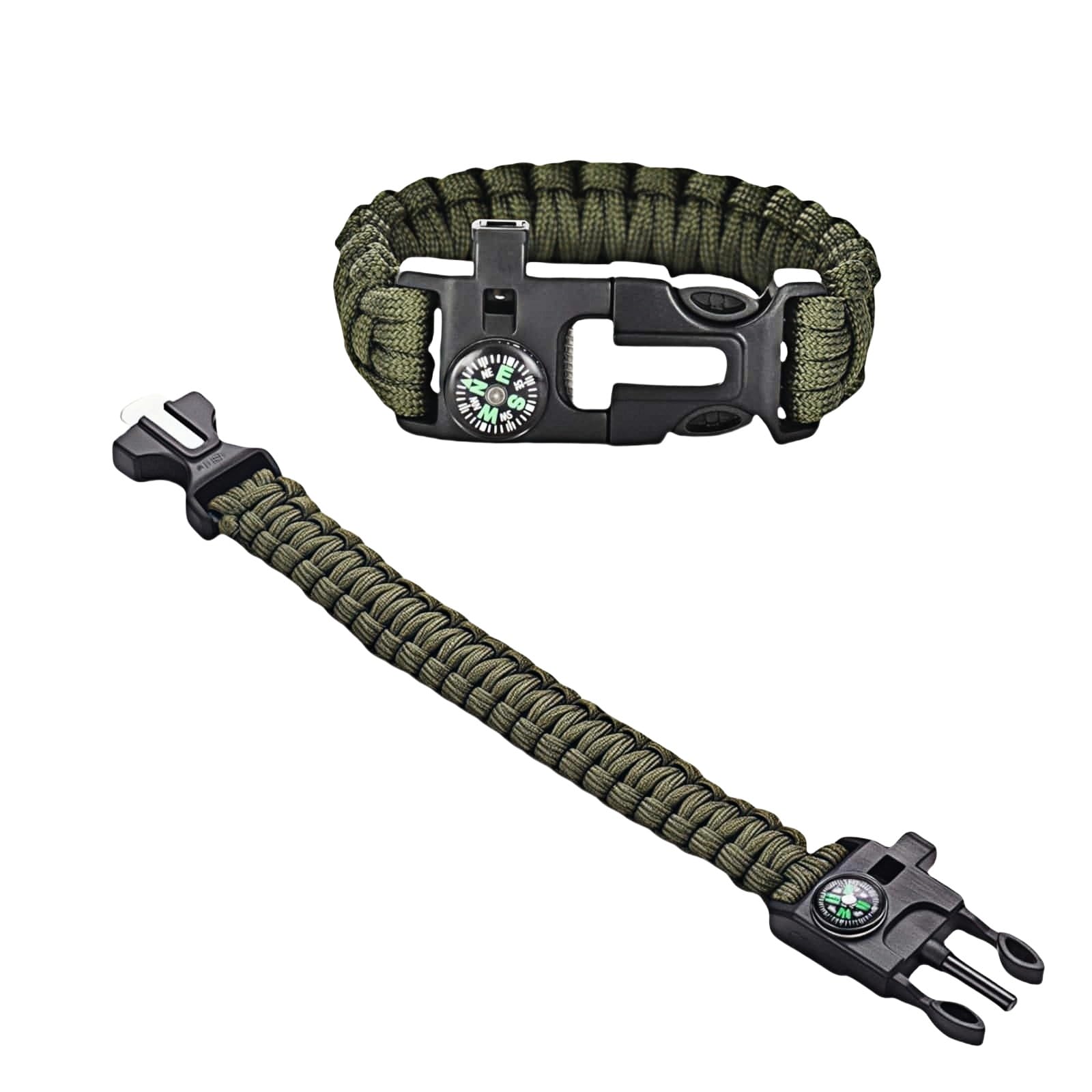 Chinshwehaw 5 in 1 Survival Bracelet-Fire Starter,Loud Whistle,Compass,Paracord Rope &