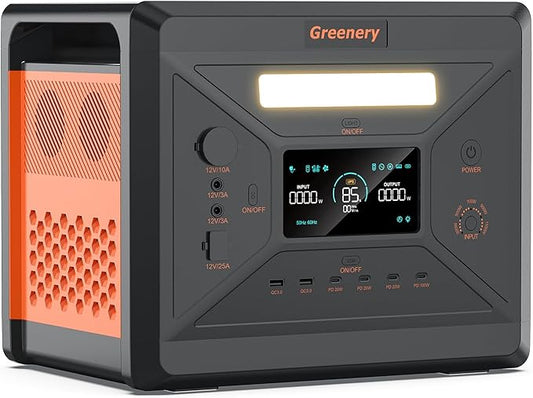 Greenery 2500W/2304Wh Portable Power Station(Peak 4800W), Power Station With LiFePO4 Battery, Fast Charging & High Output, Solar Generator for Emergency Home Backup, Camping & Outdoor