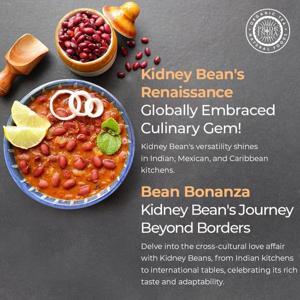 Pride Of India - PACK of 6 - Indian Whole Dark Kidney Beans - Protein & Fiber Rich Rajma, 1.5 Pound Jar