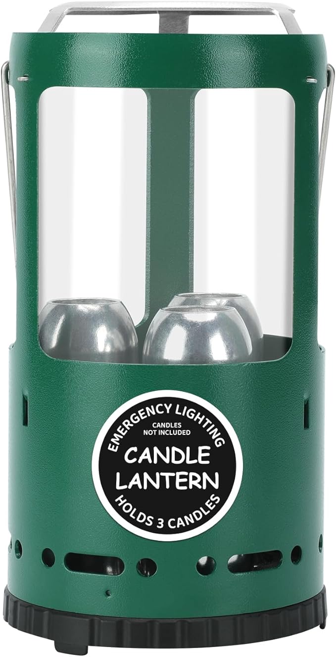 Candle Lantern, Camping Gear for Campers and Emergency Use, Without Candles (Green)