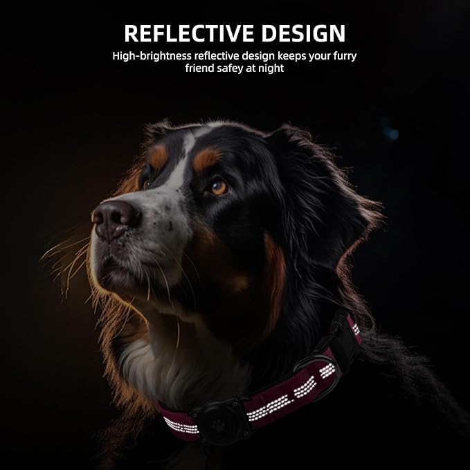 Upgraded AirTag Dog Collar, IP68 Waterproof Air Tag Dog Collar Holder, Reflective, Ultra-Durable, Comfortable Padded, Heavy Duty Dog Collars for Small Medium Large Dogs (S (10.6"-13.6"), Hotpink)