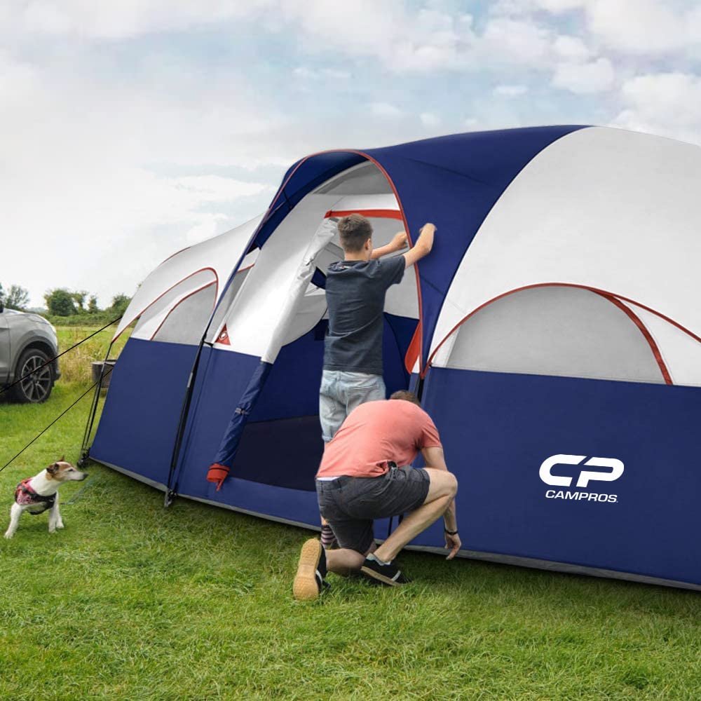 CAMPROS CP 8 Person Camping Tent, Room Divider, Rainfly, Weather Resistant