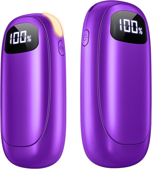 Hand Warmers Rechargeable 2 Pack, Electric Dual-Sided Heating with LED Display & Flashlight, Max 127?? 13Hrs Long Lasting Pocket Heater for Raynauds, Golf, Hunting Essentials, Gifts for Men Women