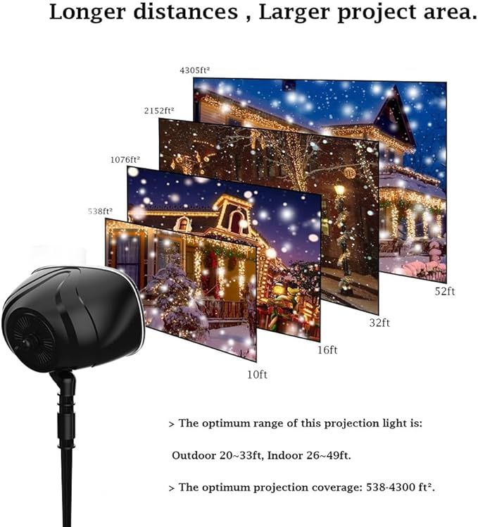 Christmas Snowfall Projector Lights,FLEVO Waterproof Snowfall LED Light Projector,Outdoor Indoor Snow Lighting Projector with Dynamic Snow Effect for Home, Garden, Party, Halloween, Landscape Decor