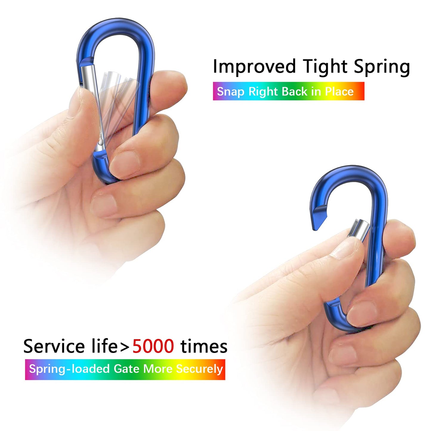 sprookber 3" Aluminum Carabiner D Ring, Keychain Spring Snap Hooks 10 Pack
