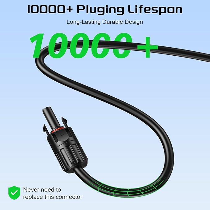Bateria Power Y-Branch Solar Connectors 21FT 10AWG Extension Cable, Solar Cable Parallel Adaptor Solar Panel Wire in Pair with Female and Male Connectors for Solar Panel (1*M/FF+1*F/MM)