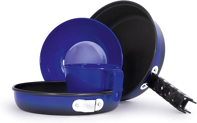 GSI Outdoors Bugaboo Mess Kit, High-Performance Ceramic Coated Cookset ??8" Dual-Use Fry Pan/Lid, 1 qt. Pot, Accessories