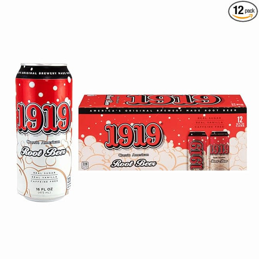 1919 Draft Root Beer 16oz Can, Real Sugar, Real Vanilla, Classic American Root Beer, 12-Pack