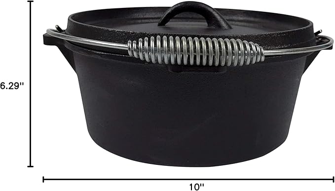 Pre-Seasoned Cast Iron Camp Dutch Oven, 4.1 qt, including Lid Lifter, Lid Stand and Silicone Handle Holders