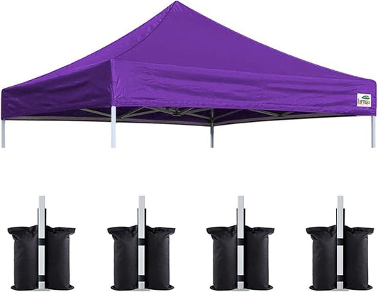 Eurmax USA New 10x10 Pop Up Canopy Replacement Canopy Tent Top Cover, Instant Canopy Top Cover ONLY, Choose 30 Colors,Bonus 4PC Pack Weight Bag (Purple)