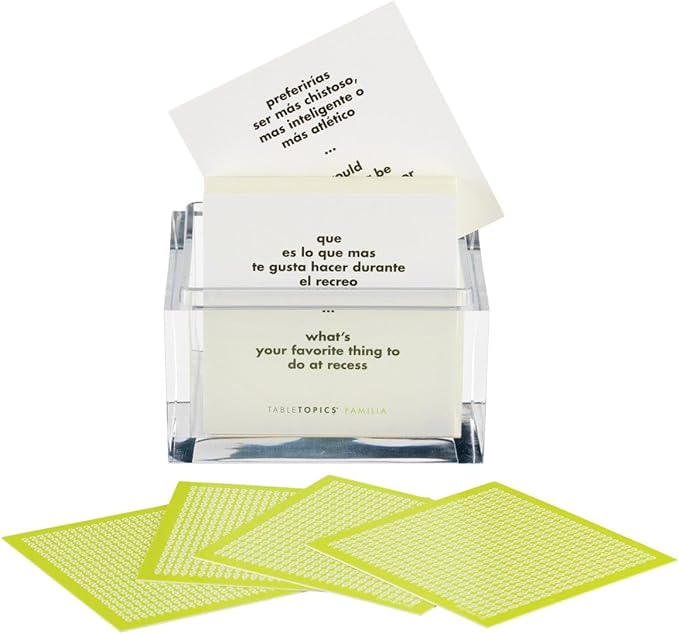 TableTopics Familia En Espanol Question Card Game - 135 Spanish/English Conversation Starter Cards, Game to Learn & Practice Spanish, Play with Friends & Family, Bilingual