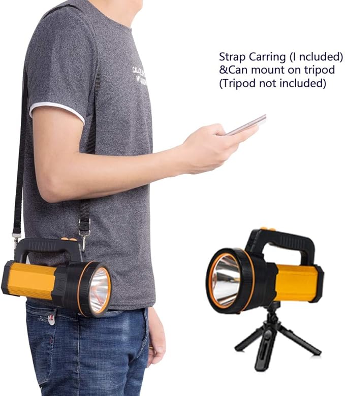 Super Bright Handheld LED Flashlight High Lumens Rechargeable,Powerful Spotlight Long Range 800yd/Large Capacity Long Lasting/with Lantern, Big Heavy Duty Searchlight