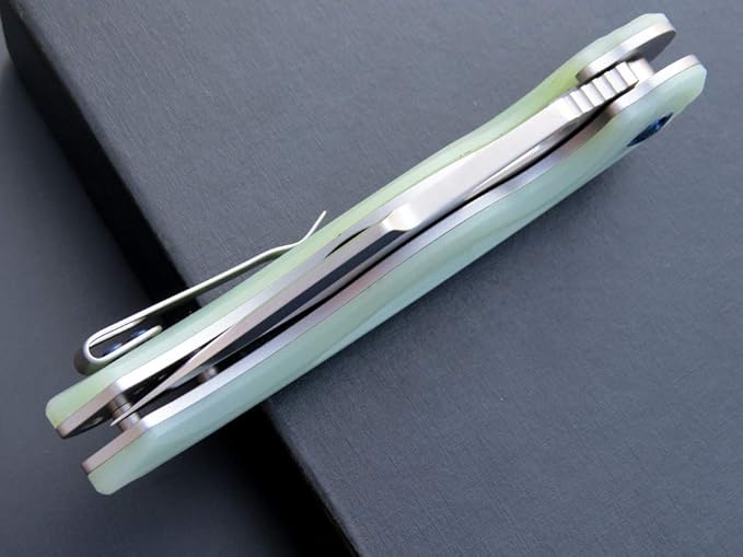 Eafengrow EF936 Pocket Knife,G10 Handle D2 Steel Blade Knife with Ball Bearing Safe Open Flipper Knife EDC Tool Knives for Camping Survival Hiking (jade)