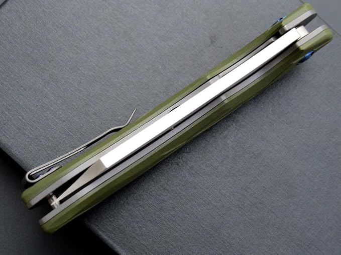 Eafengrow EF919 Folding Knife with Pocket Clip D2 Steel Blade G10 Handle EDC Tool Outdoor Knives for Camping Fishing Hiking(Green)