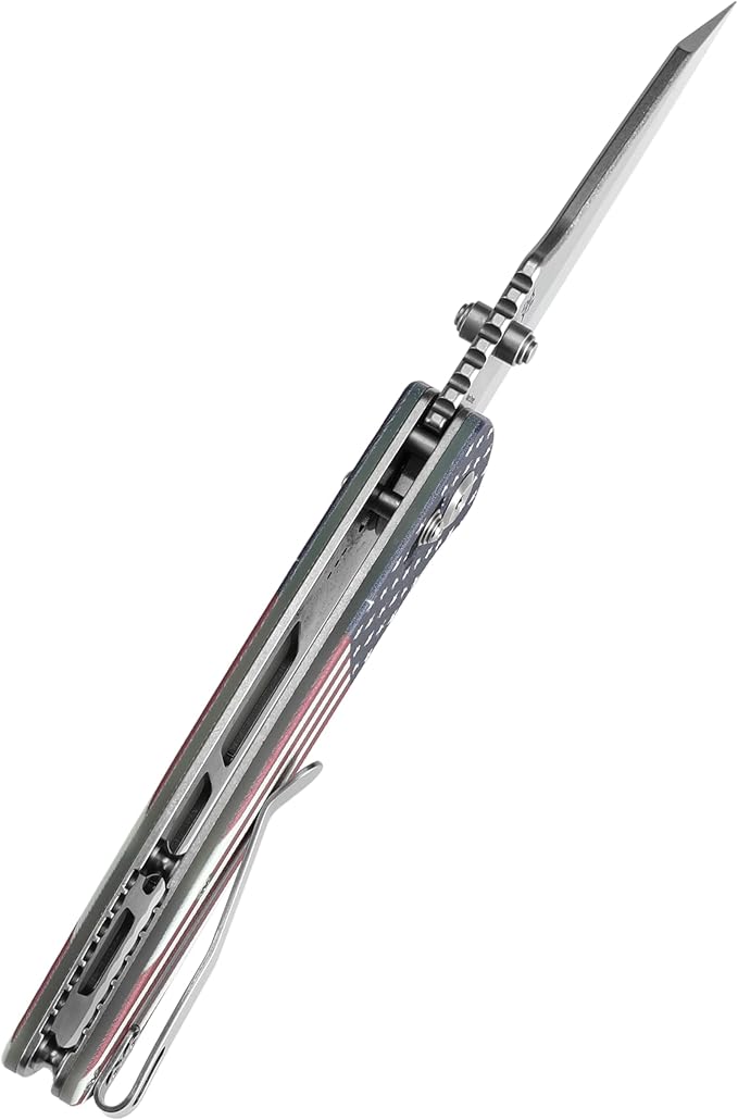 KANSEPT Main Street Pocket Folding Knife, 3.36 Inch 154CM Sharp Steel Blade, American Flag G10 Handle with Axis Lock and Thumb Stud, Perfect Clip for Camping Hiking Fishing Gift Everyday Carry T1015v9