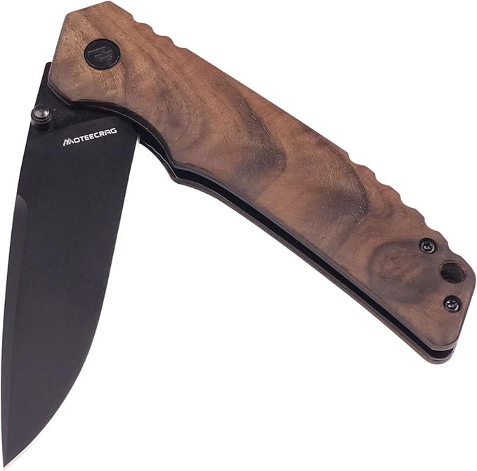Walnut edc knife Wood handle folding pocket knife bulk edc mini flipper knife with Clip, Real Wood Handle for Men Women Everyday Carry for Indoor Outdoor Gift