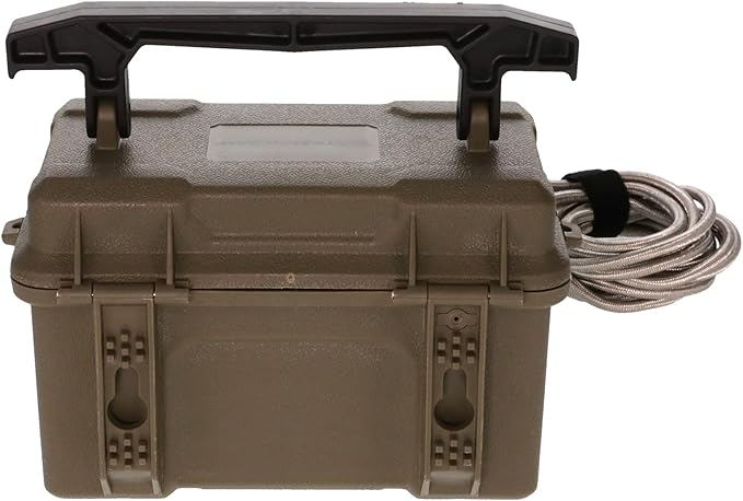 STEALTH CAM 12V Battery Box Kit - Portable Compact Waterproof Sealed Battery Charging Box for Hunting Trail Cameras w/ External Power Jack | AC Charger, 10Ft Steel Cable Included